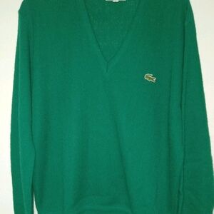 Vintage Izod of London Sweater Large Lacoste Crocodile 60s 70s Green preppy